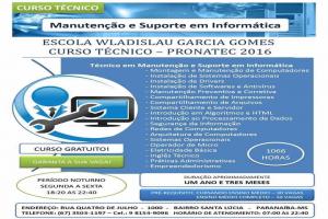 Cursos gratuitos na Escola Wladislau Garcia Gomes
